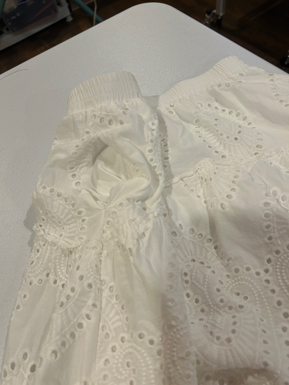 White Eyelet Tiered Midi Skirt - Picture 5 of 7